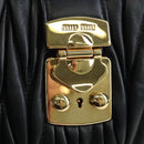 Miu Miu Matelasse Hand Bag Leather 2way Black Gold Tone Auth 167593SAM-21