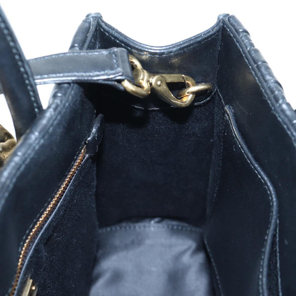 Miu Miu Matelasse Hand Bag Leather 2way Black Gold Tone Auth 167593SAM