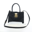 Miu Miu Matelasse Hand Bag Leather 2way Black Gold Tone Auth 167593SAM-12