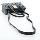 Miu Miu Matelasse Hand Bag Leather 2way Black Gold Tone Auth 167593SAM-8