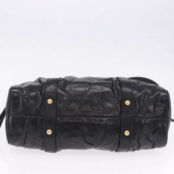 Miu Miu Hand Bag Leather 2way Black Gold Tone Auth 167594SAM