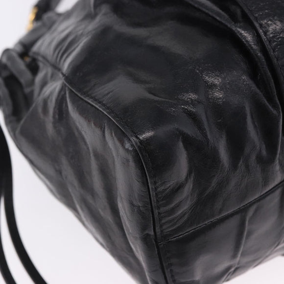 Miu Miu Hand Bag Leather 2way Black Gold Tone Auth 167594SAM