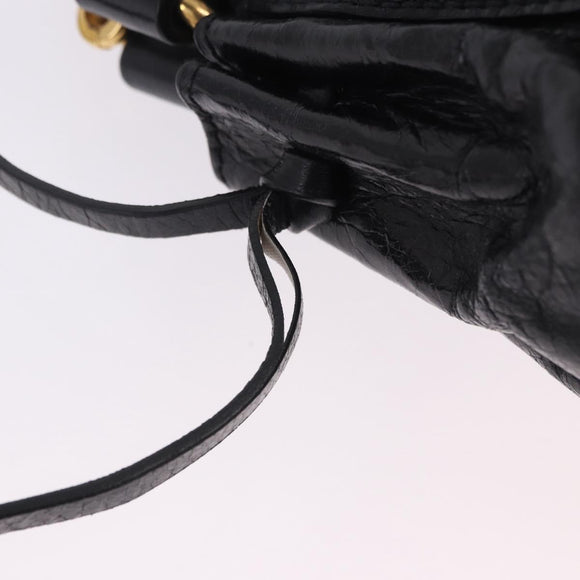 Miu Miu Hand Bag Leather 2way Black Gold Tone Auth 167594SAM