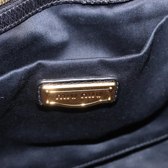 Miu Miu Hand Bag Leather 2way Black Gold Tone Auth 167594SAM