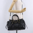 Miu Miu Hand Bag Leather 2way Black Gold Tone Auth 167594SAM-29