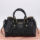 Miu Miu Hand Bag Leather 2way Black Gold Tone Auth 167594SAM-12
