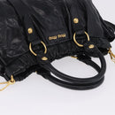 Miu Miu Hand Bag Leather 2way Black Gold Tone Auth 167594SAM-6