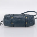 Miu Miu Hand Bag Leather 2way Blue Gold Tone Auth 167595M-11