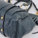 Miu Miu Hand Bag Leather 2way Blue Gold Tone Auth 167595M-12