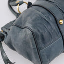 Miu Miu Hand Bag Leather 2way Blue Gold Tone Auth 167595M-13