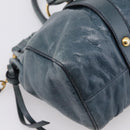 Miu Miu Hand Bag Leather 2way Blue Gold Tone Auth 167595M-15