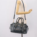 Miu Miu Hand Bag Leather 2way Blue Gold Tone Auth 167595M-25