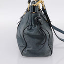 Miu Miu Hand Bag Leather 2way Blue Gold Tone Auth 167595M-4