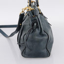 Miu Miu Hand Bag Leather 2way Blue Gold Tone Auth 167595M-5