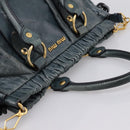 Miu Miu Hand Bag Leather 2way Blue Gold Tone Auth 167595M-6