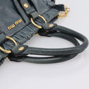 Miu Miu Hand Bag Leather 2way Blue Gold Tone Auth 167595M-7