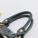Miu Miu Hand Bag Leather 2way Blue Gold Tone Auth 167595M-8
