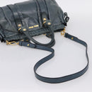 Miu Miu Hand Bag Leather 2way Blue Gold Tone Auth 167595M-9