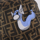 FENDI x FRGMT x POKEMON Bucket Hat Zucca Nylon Brown Blue Auth 167597SM-5