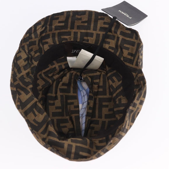 FENDI x FRGMT x POKEMON Bucket Hat Zucca Nylon Brown Blue Auth 167597SM