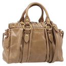 Miu Miu Hand Bag Leather 2way Brown Gold Tone Auth 167600V-1