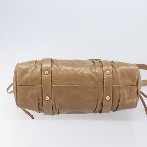 Miu Miu Hand Bag Leather 2way Brown Gold Tone Auth 167600V