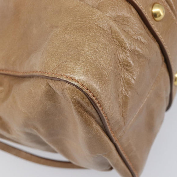 Miu Miu Hand Bag Leather 2way Brown Gold Tone Auth 167600V