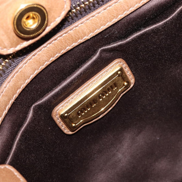 Miu Miu Hand Bag Leather 2way Brown Gold Tone Auth 167600V