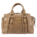 Miu Miu Hand Bag Leather 2way Brown Gold Tone Auth 167600V-2