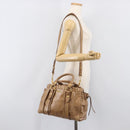 Miu Miu Hand Bag Leather 2way Brown Gold Tone Auth 167600V-28
