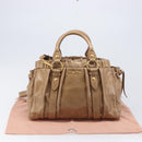 Miu Miu Hand Bag Leather 2way Brown Gold Tone Auth 167600V-29