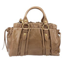 Miu Miu Hand Bag Leather 2way Brown Gold Tone Auth 167600V-3
