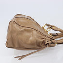 Miu Miu Hand Bag Leather 2way Brown Gold Tone Auth 167600V-4