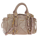 Miu Miu Hand Bag Leather 2way Beige Gold Tone Auth 167601V-1