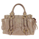 Miu Miu Hand Bag Leather 2way Beige Gold Tone Auth 167601V-2