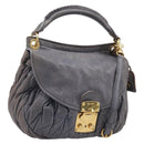 Miu Miu Hand Bag Leather 2way Gray Gold Tone Auth 167602V-1