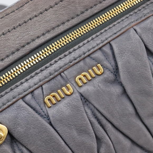 Miu Miu Hand Bag Leather 2way Gray Gold Tone Auth 167602V
