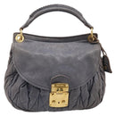 Miu Miu Hand Bag Leather 2way Gray Gold Tone Auth 167602V-13