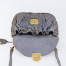 Miu Miu Hand Bag Leather 2way Gray Gold Tone Auth 167602V-25