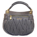 Miu Miu Hand Bag Leather 2way Gray Gold Tone Auth 167602V-2