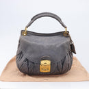 Miu Miu Hand Bag Leather 2way Gray Gold Tone Auth 167602V-12