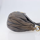 Miu Miu Hand Bag Leather 2way Gray Gold Tone Auth 167602V-3