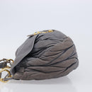 Miu Miu Hand Bag Leather 2way Gray Gold Tone Auth 167602V-4