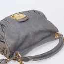 Miu Miu Hand Bag Leather 2way Gray Gold Tone Auth 167602V-14