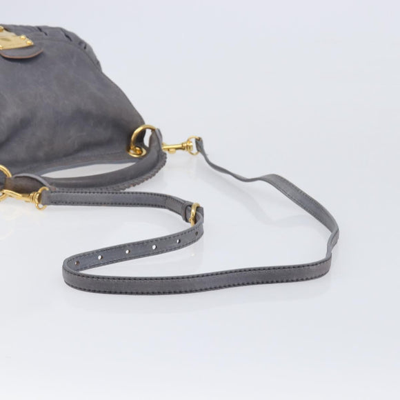 Miu Miu Hand Bag Leather 2way Gray Gold Tone Auth 167602V