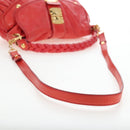 Miu Miu Hand Bag Leather 2way Red Gold Tone Auth 167603V-9
