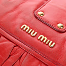 Miu Miu Hand Bag Leather 2way Red Gold Tone Auth 167603V-21