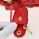Miu Miu Hand Bag Leather 2way Red Gold Tone Auth 167603V-22