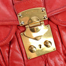Miu Miu Hand Bag Leather 2way Red Gold Tone Auth 167603V-23