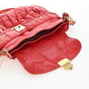 Miu Miu Hand Bag Leather 2way Red Gold Tone Auth 167603V-24